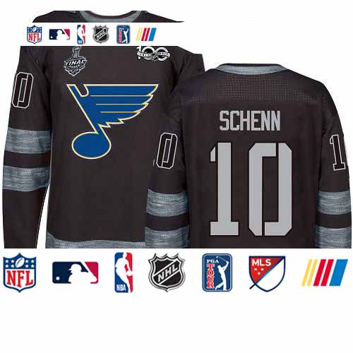 Personalized Blues #10 Brayden Schenn Black 1917-2017 100th Anniversary Stanley Cup Final Bound Stitched Hockey Jersey