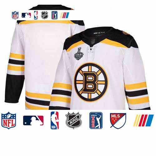 Personalized Bruins Blank White Road Authentic Stanley Cup Final Bound Stitched Hockey Jersey