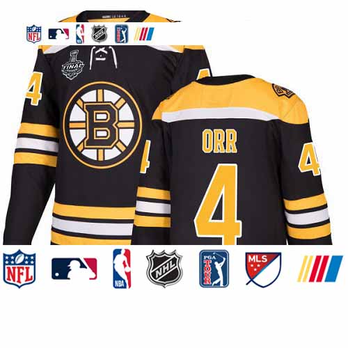 Personalized Bruins #4 Bobby Orr Black Home Authentic Stanley Cup Final Bound Stitched Hockey Jersey