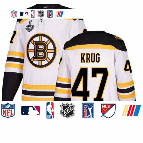 Personalized Bruins #47 Torey Krug White Road Authentic Stanley Cup Final Bound Stitched Hockey Jersey