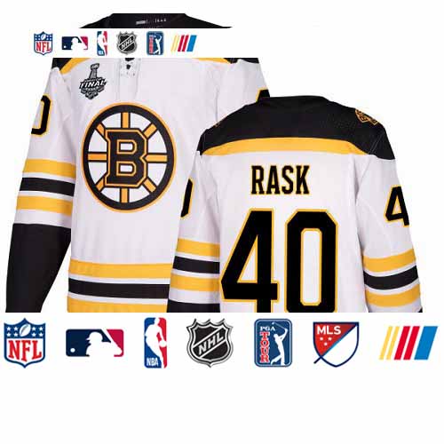 Personalized Bruins #40 Tuukka Rask White Road Authentic Stanley Cup Final Bound Stitched Hockey Jersey