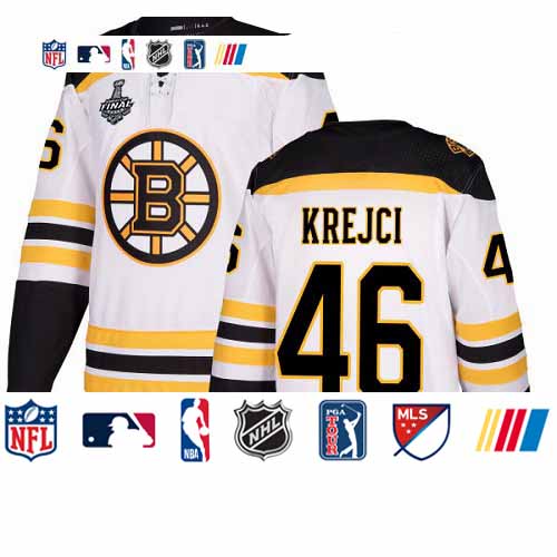 Personalized Bruins #46 David Krejci White Road Authentic Stanley Cup Final Bound Stitched Hockey Jersey