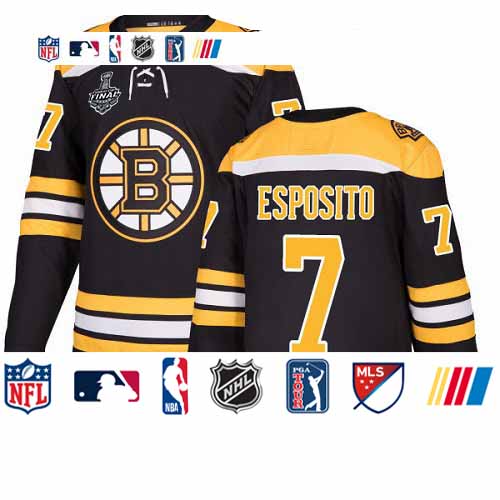 Personalized Bruins #7 Phil Esposito Black Home Authentic Stanley Cup Final Bound Stitched Hockey Jersey