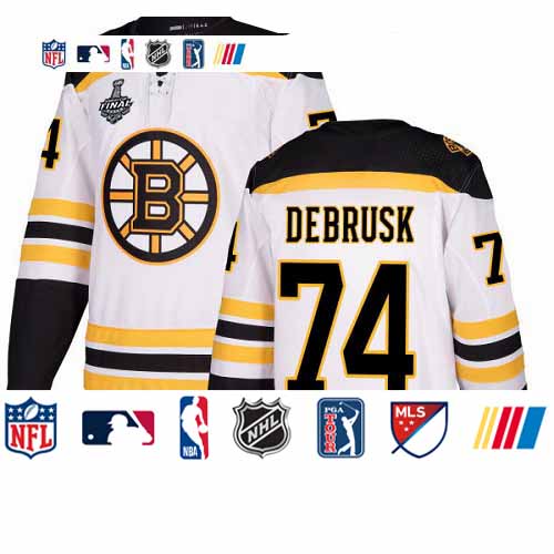 Personalized Bruins #74 Jake DeBrusk White Road Authentic Stanley Cup Final Bound Stitched Hockey Jersey