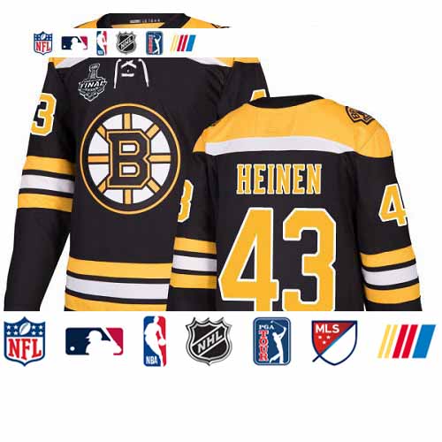 Personalized Bruins #43 Danton Heinen Black Home Authentic Stanley Cup Final Bound Stitched Hockey Jersey