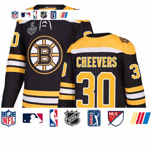 Personalized Bruins #30 Gerry Cheevers Black Home Authentic Stanley Cup Final Bound Stitched Hockey Jersey