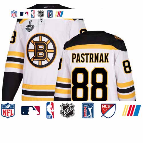 Personalized Bruins #88 David Pastrnak White Road Authentic Stanley Cup Final Bound Stitched Hockey Jersey