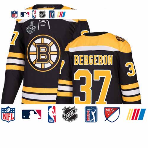 Personalized Bruins #37 Patrice Bergeron Black Home Authentic Stanley Cup Final Bound Stitched Hockey Jersey