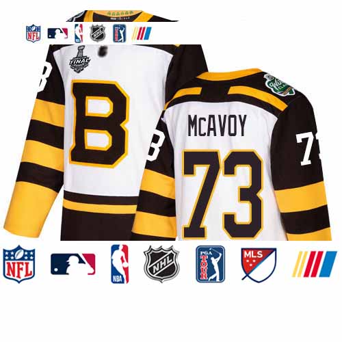Personalized Bruins #73 Charlie McAvoy White Authentic 2019 Winter Classic Stanley Cup Final Bound Stitched Hockey Jersey