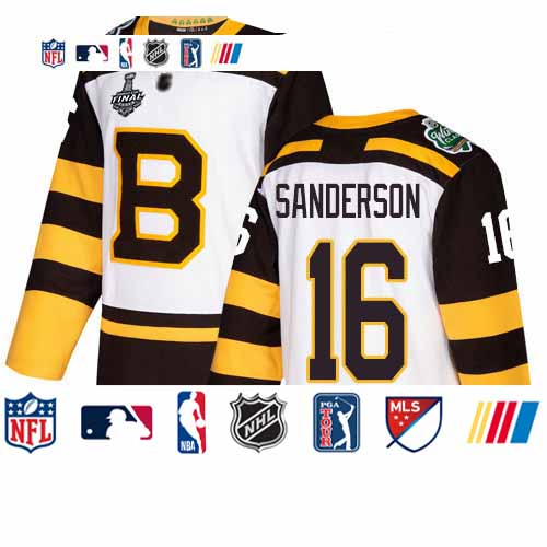 Personalized Bruins #16 Derek Sanderson White Authentic 2019 Winter Classic Stanley Cup Final Bound Stitched Hockey Jersey