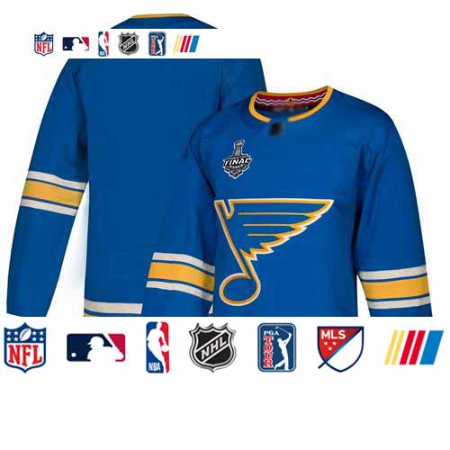Personalized Blues Blank Blue Alternate Authentic Stanley Cup Final Bound Stitched Hockey Jersey