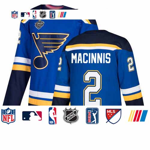 Personalized Blues #2 Al MacInnis Blue Home Authentic Stanley Cup Final Bound Stitched Hockey Jersey