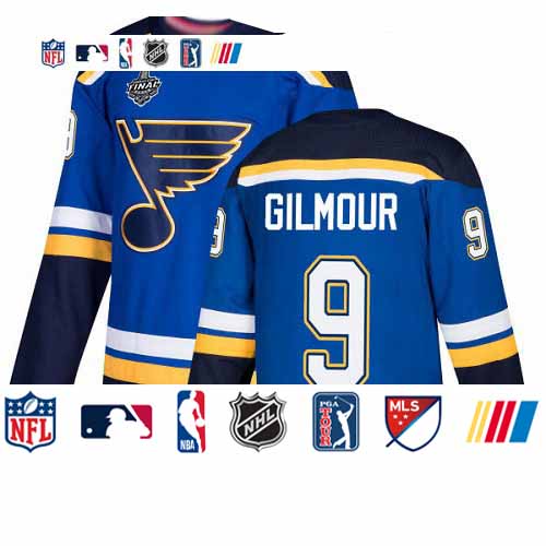Personalized Blues #9 Doug Gilmour Blue Home Authentic Stanley Cup Final Bound Stitched Hockey Jersey