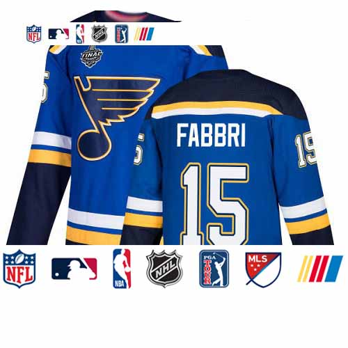 Personalized Blues #15 Robby Fabbri Blue Home Authentic Stanley Cup Final Bound Stitched Hockey Jersey