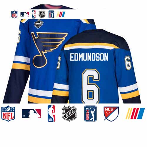 Personalized Blues #6 Joel Edmundson Blue Home Authentic Stanley Cup Final Bound Stitched Hockey Jersey
