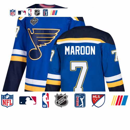 Personalized Blues #7 Patrick Maroon Blue Home Authentic Stanley Cup Final Bound Stitched Hockey Jersey