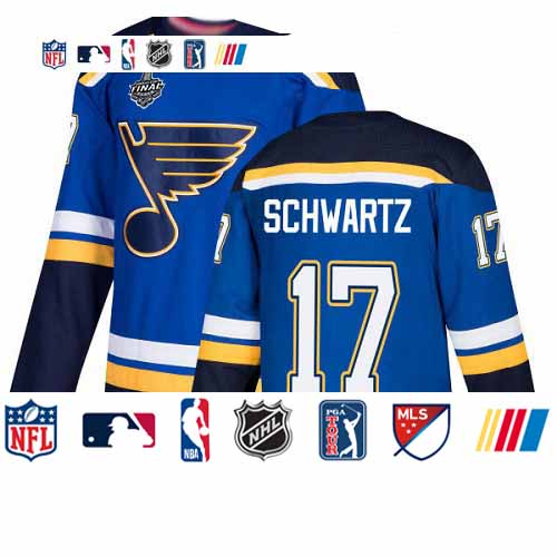 Personalized Blues #17 Jaden Schwartz Blue Home Authentic Stanley Cup Final Bound Stitched Hockey Jersey