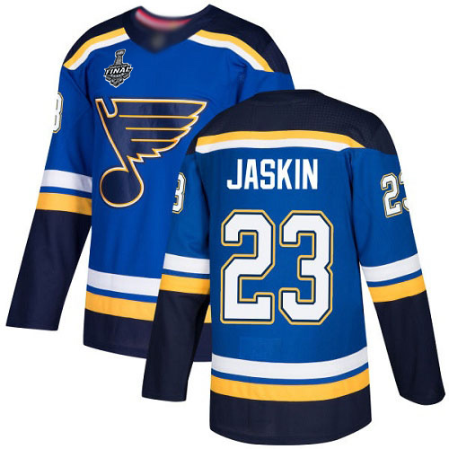 Personalized Blues #23 Dmitrij Jaskin Blue Home Authentic Stanley Cup Final Bound Stitched Hockey Jersey