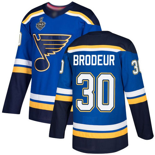 Personalized Blues #30 Martin Brodeur Blue Home Authentic Stanley Cup Final Bound Stitched Hockey Jersey