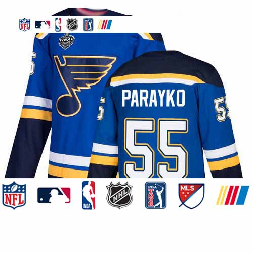 Personalized Blues #55 Colton Parayko Blue Home Authentic Stanley Cup Final Bound Stitched Hockey Jersey