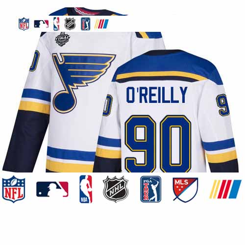 Personalized Blues #90 Ryan O’Reilly White Road Authentic Stanley Cup Final Bound Stitched Hockey Jersey