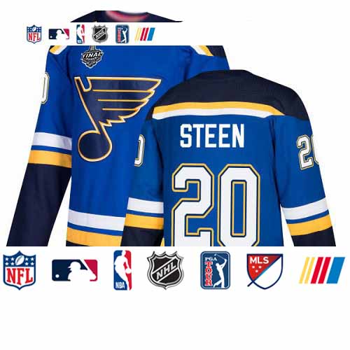 Personalized Blues #20 Alexander Steen Blue Home Authentic Stanley Cup Final Bound Stitched Hockey Jersey
