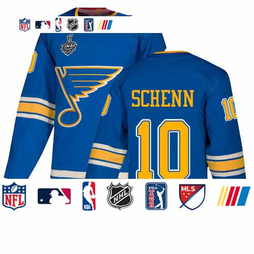Personalized Blues #10 Brayden Schenn Blue Alternate Authentic Stanley Cup Final Bound Stitched Hockey Jersey