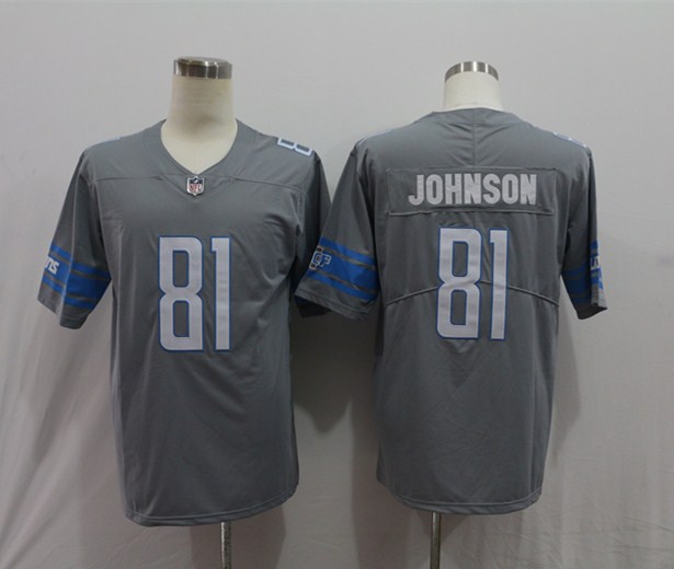 Personalized Lions 81 Calvin Johnson Gray Color Rush Limited Jersey