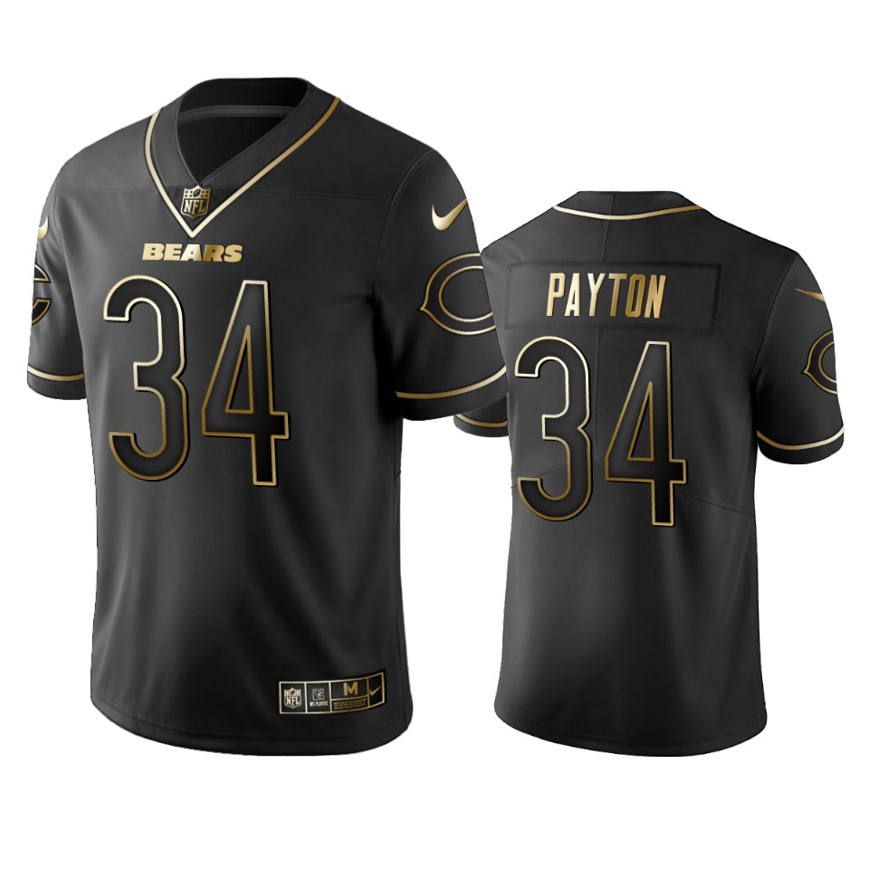 Personalized Bears 34 Walter Payton Black Gold Untouchable Limited Jersey