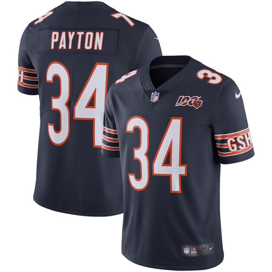Personalized Bears 34 Walter Payton Navy 100th Anniversary Retired Untouchable Limited Jersey