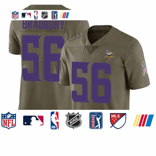Personalized Vikings #56 Garrett Bradbury Olive Youth Stitched Football Limited 2017 Salute to Service Jersey