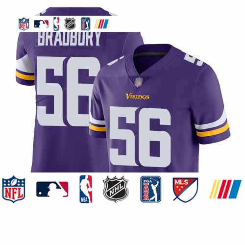 Personalized Vikings #56 Garrett Bradbury Purple Team Color Youth Stitched Football Untouchable Limited Jersey