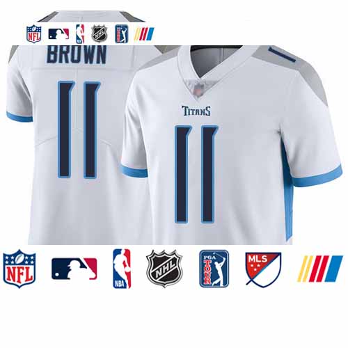 Personalized Titans #11 A.J. Brown White Youth Stitched Football Untouchable Limited Jersey