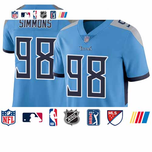 Personalized Titans #98 Jeffery Simmons Light Blue Alternate Youth Stitched Football Untouchable Limited Jersey
