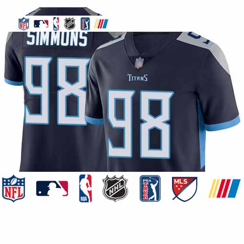 Personalized Titans #98 Jeffery Simmons Navy Blue Team Color Youth Stitched Football Untouchable Limited Jersey