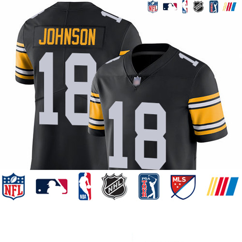 Personalized Steelers #18 Diontae Johnson Black Alternate Youth Stitched Football Untouchable Limited Jersey