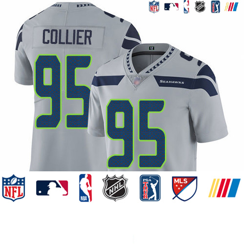 Personalized Seahawks #95 L.J. Collier Grey Alternate Youth Stitched Football Untouchable Limited Jersey