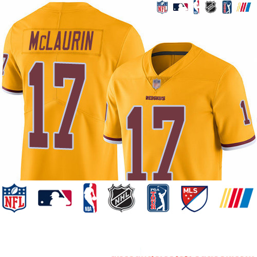 Personalized Redskins #17 Terry McLaurin Gold Youth Stitched Football Limited Rush Jersey