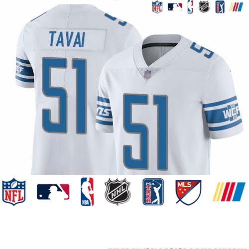 Personalized Lions #51 Jahlani Tavai White Youth Stitched Football Untouchable Limited Jersey