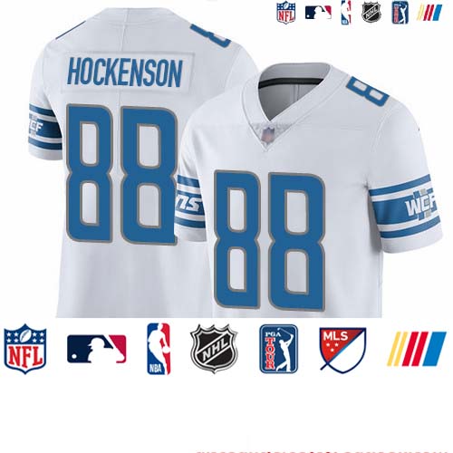 Personalized Lions #88 T.J. Hockenson White Youth Stitched Football Untouchable Limited Jersey