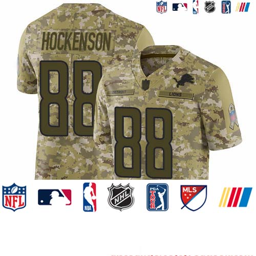 Personalized Lions #88 T.J. Hockenson Camo Youth Stitched Football Limited 2018 Salute to Service Jersey