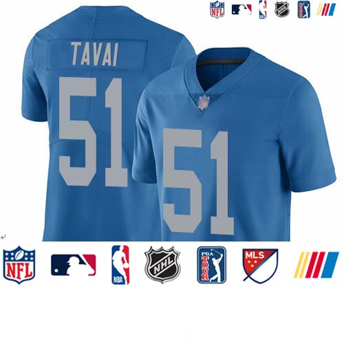 Personalized Lions #51 Jahlani Tavai Blue Throwback Youth Stitched Football Untouchable Limited Jersey