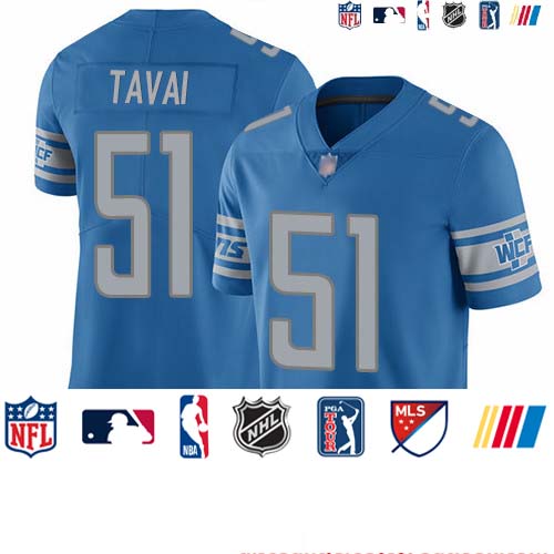 Personalized Lions #51 Jahlani Tavai Light Blue Team Color Youth Stitched Football Untouchable Limited Jersey