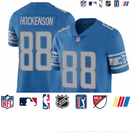 Personalized Lions #88 T.J. Hockenson Light Blue Team Color Youth Stitched Football Untouchable Limited Jersey