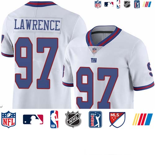 Personalized Giants #97 Dexter Lawrence White Youth Stitched Football Limited Rush Jersey