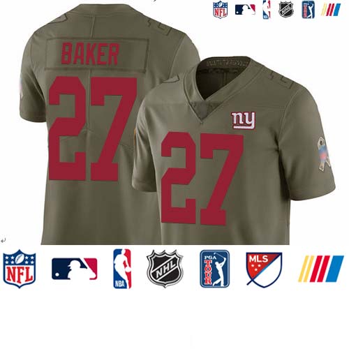 Personalized Giants #27 Deandre Baker Olive Youth Stitched Football Limited 2017 Salute to Service Jersey