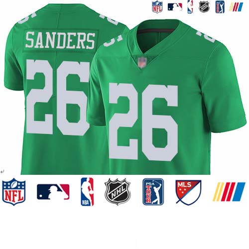 Personalized Eagles #26 Miles Sanders Green Youth Stitched Football Limited Rush Jersey