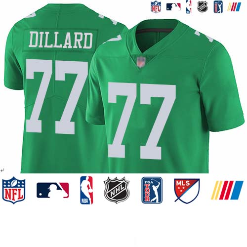 Personalized Eagles #77 Andre Dillard Green Youth Stitched Football Limited Rush Jersey