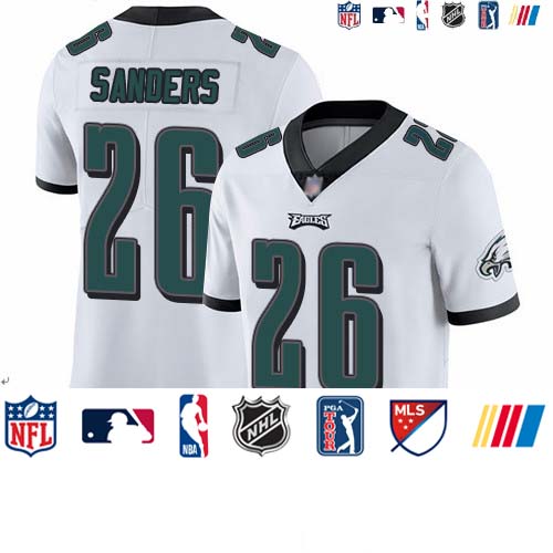 Personalized Eagles #26 Miles Sanders White Youth Stitched Football Untouchable Limited Jersey