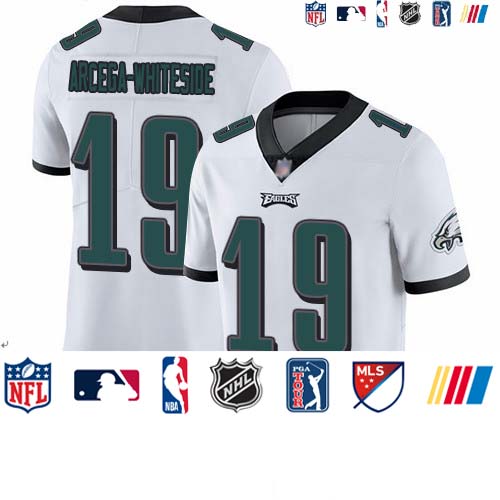 Personalized Eagles #19 JJ Arcega-Whiteside White Youth Stitched Football Untouchable Limited Jersey